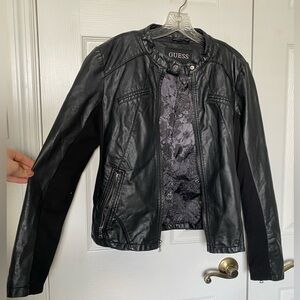 GUESS faux black leather biker jacket